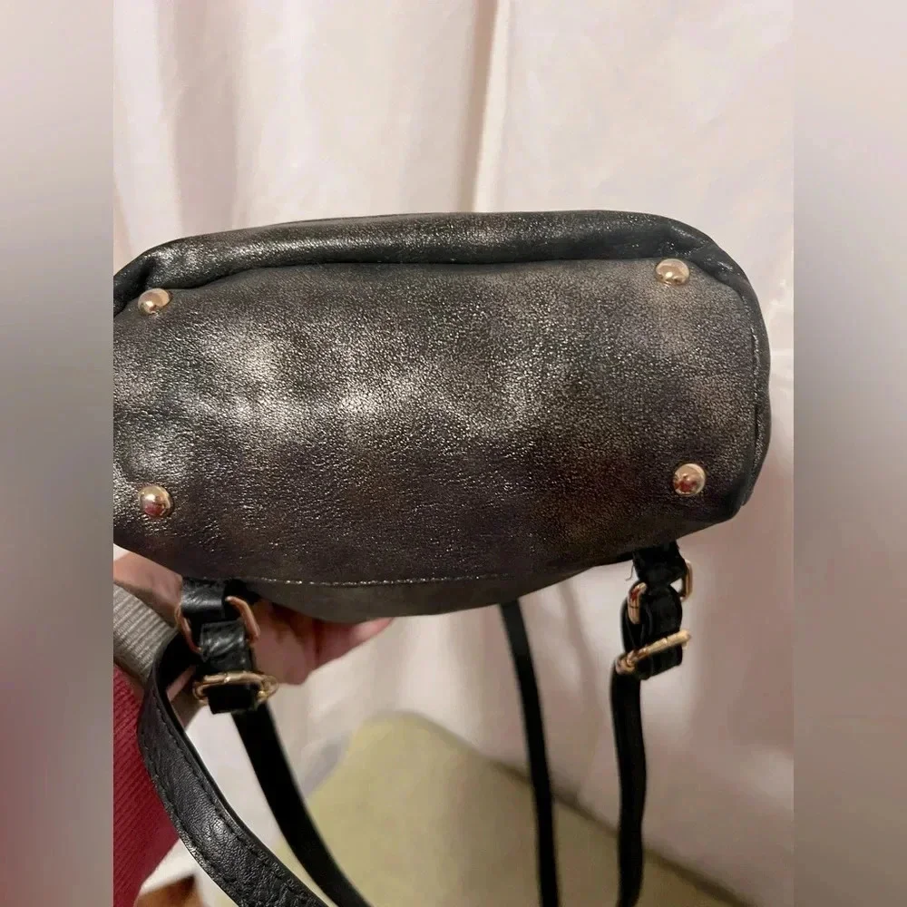 Juicy Couture Mini Backpack Black With Metallic Gold Shimmer Gold Accents EUC